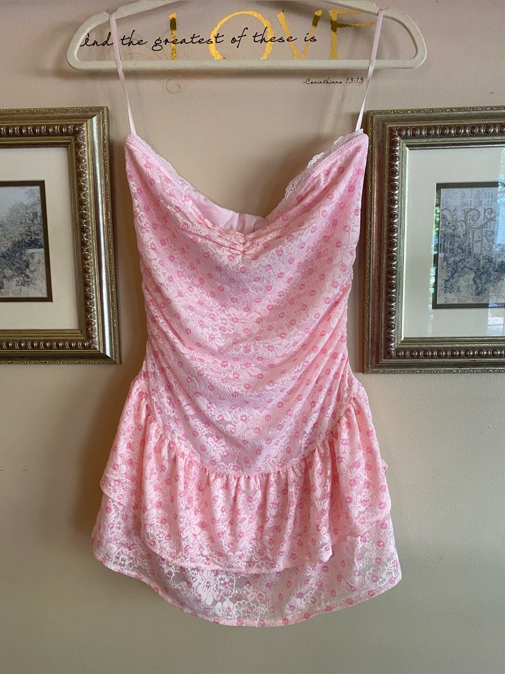 Victoria’s Secret PINK LoveShackFancy Lace Strapless Mini Dress Med